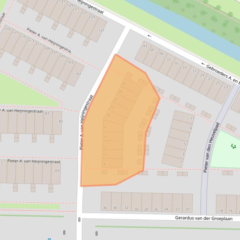 Kaart van postcodegebied 1035TA.