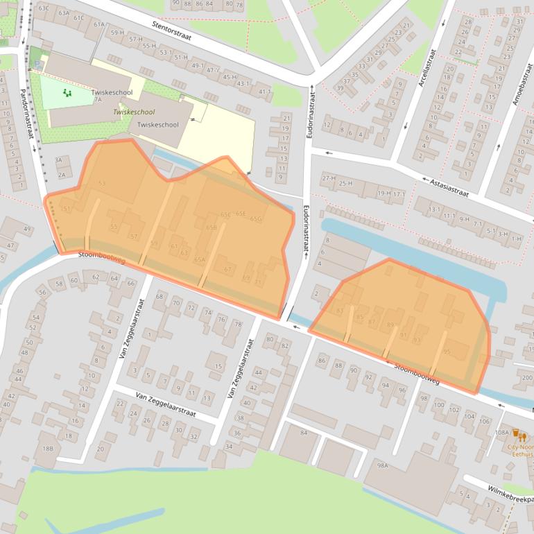 Kaart van postcodegebied 1035TV.