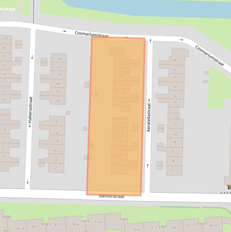 Kaart van postcodegebied 1035VV.