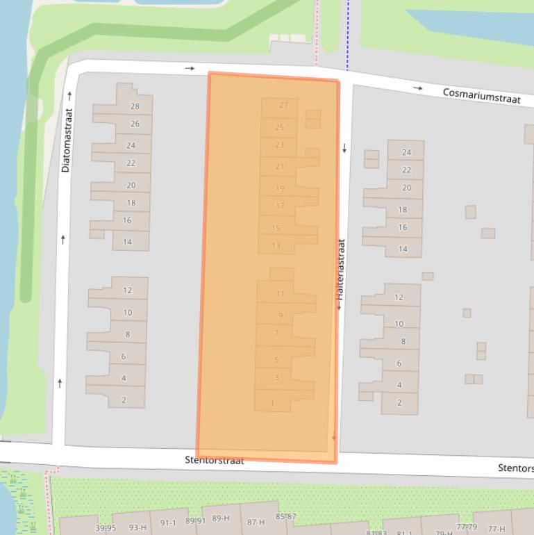 Kaart van postcodegebied 1035VX.