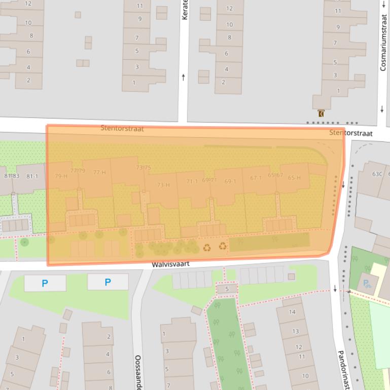 Kaart van postcodegebied 1035XD.