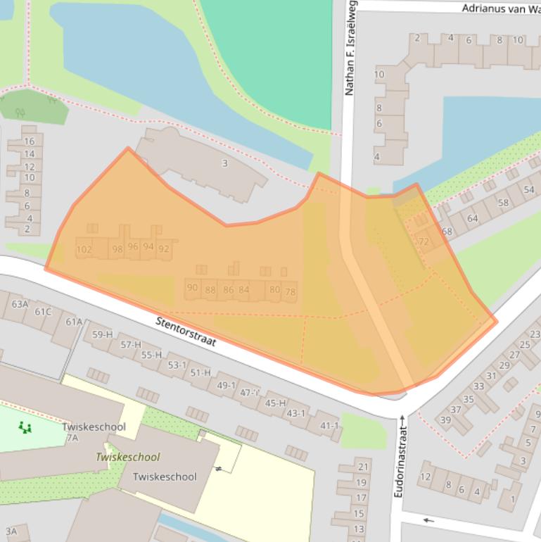 Kaart van postcodegebied 1035XJ.