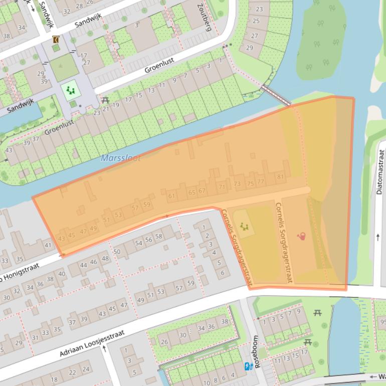 Kaart van postcodegebied 1035XW.