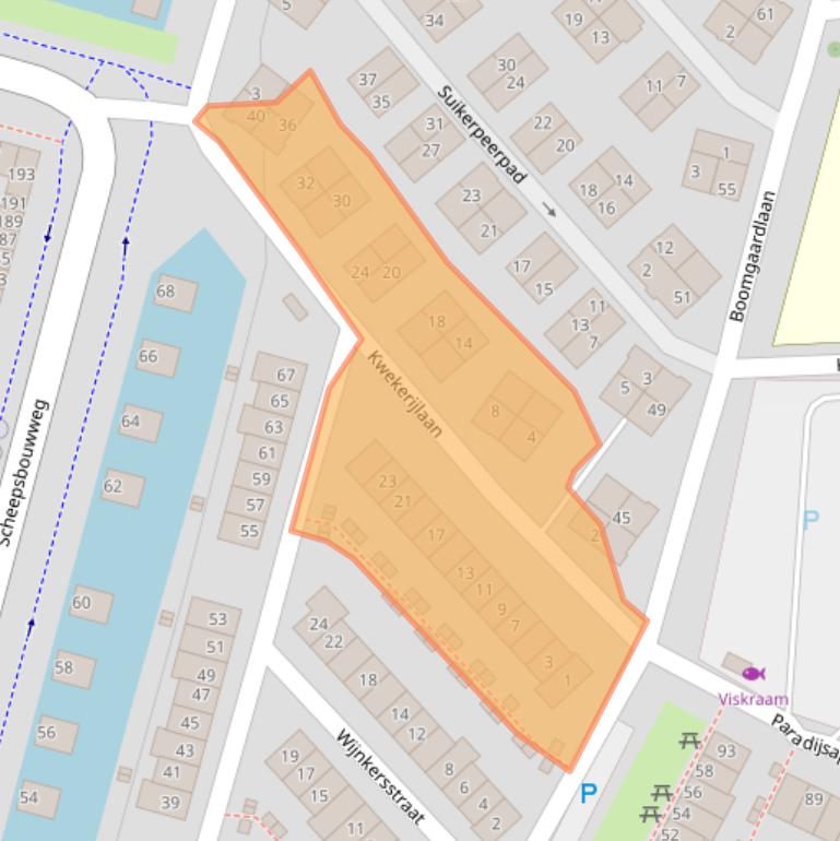 Kaart van postcodegebied 1036KC.