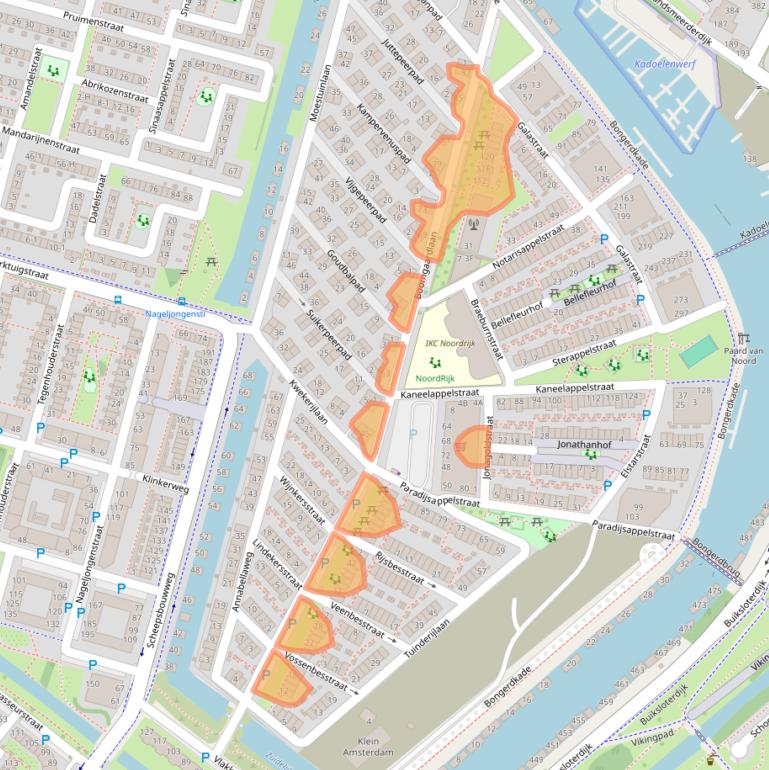 Kaart van postcodegebied 1036KJ.