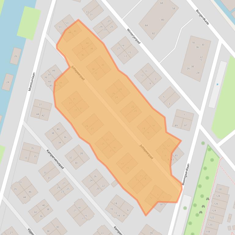 Kaart van postcodegebied 1036KM.