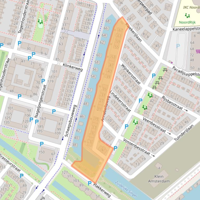 Kaart van postcodegebied 1036KR.