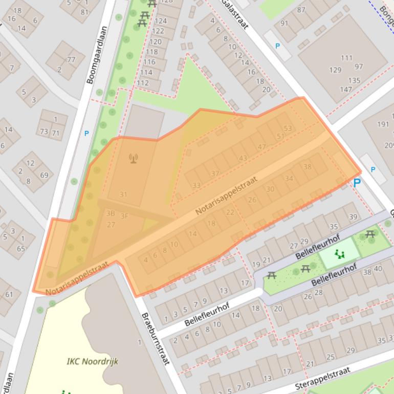 Kaart van postcodegebied 1036LB.