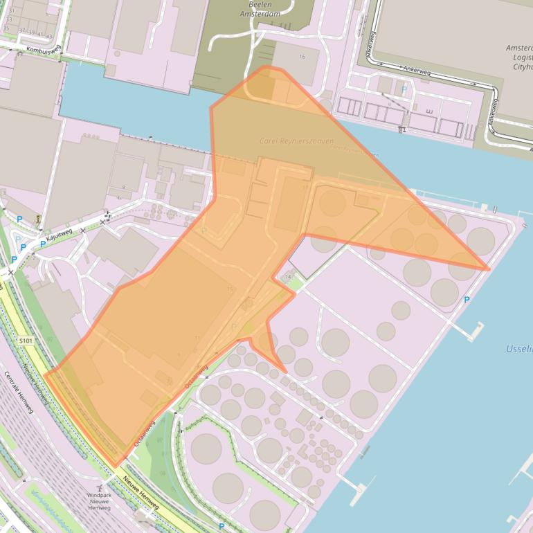 Kaart van postcodegebied 1041AM.