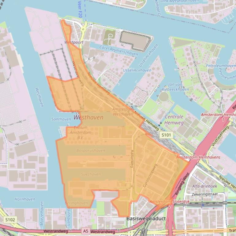 Kaartafbeelding, ingezoomd op postcodegebied 1042.