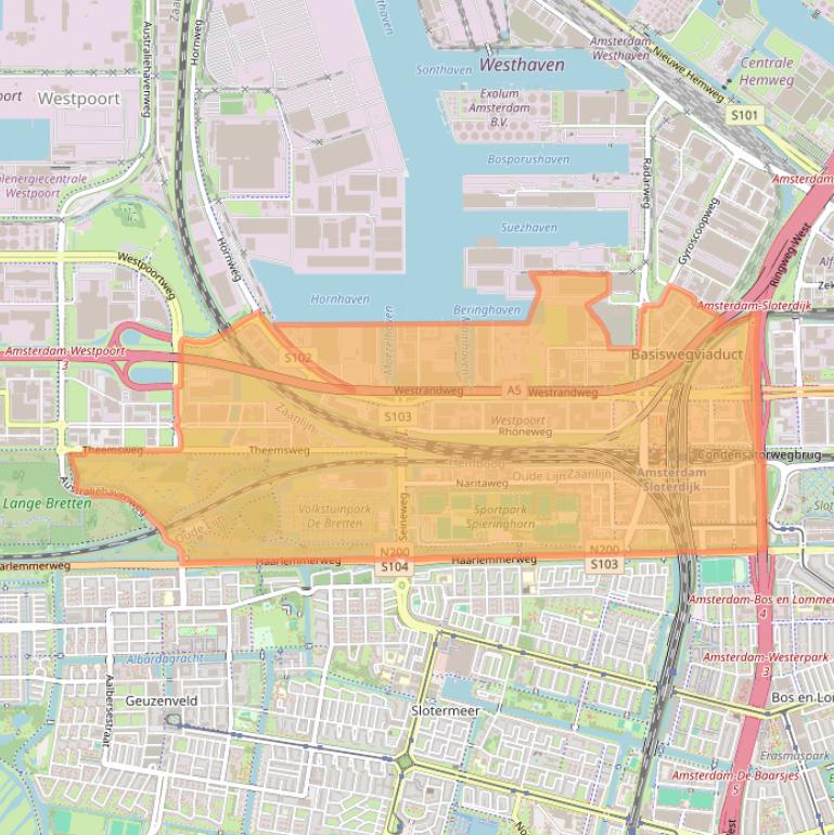 Kaart van postcodegebied 1043.