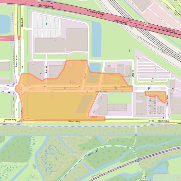 Kaart van postcodegebied 1043BA.