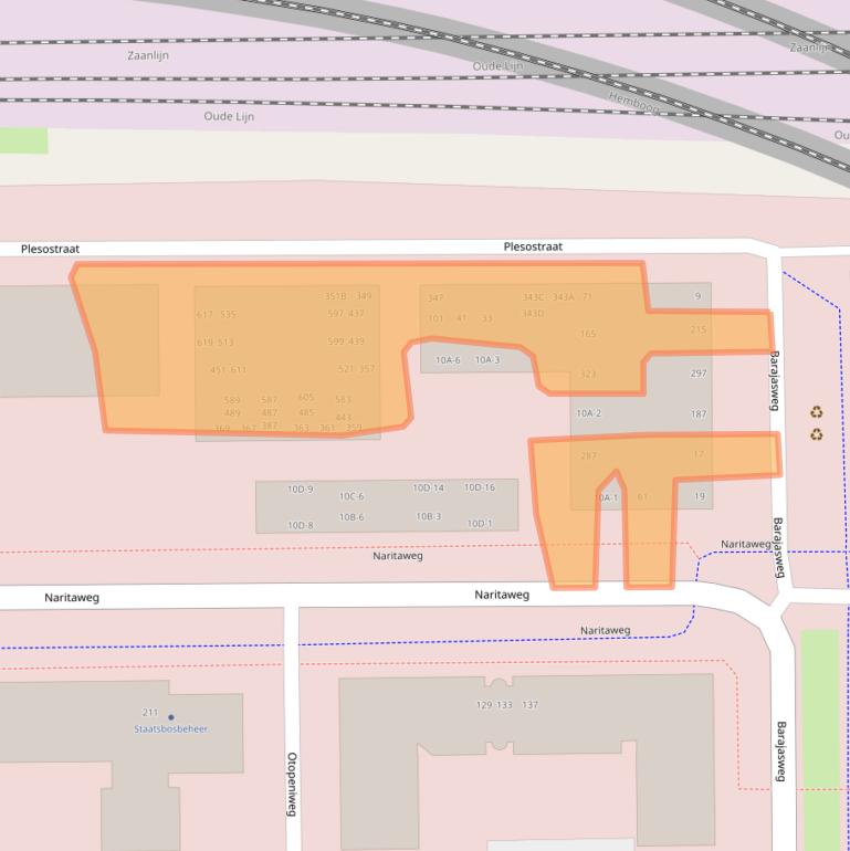 Kaart van postcodegebied 1043BV.