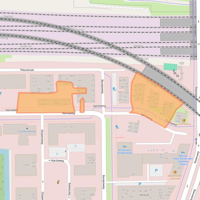 Kaart van postcodegebied 1043BX.