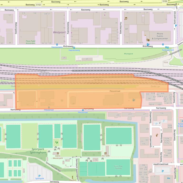 Kaart van postcodegebied 1043BZ.