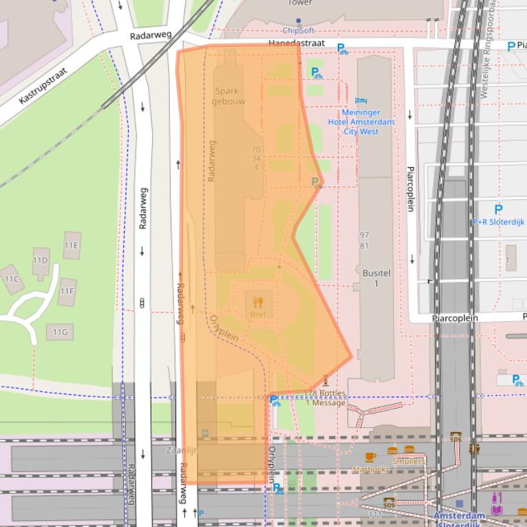 Kaart van postcodegebied 1043DP.