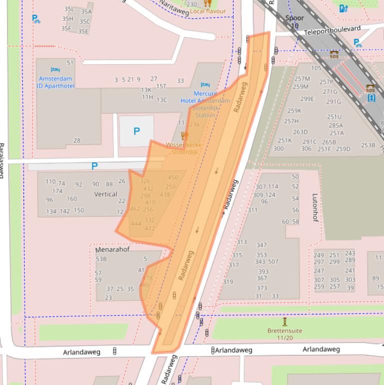 Kaart van postcodegebied 1043NV.