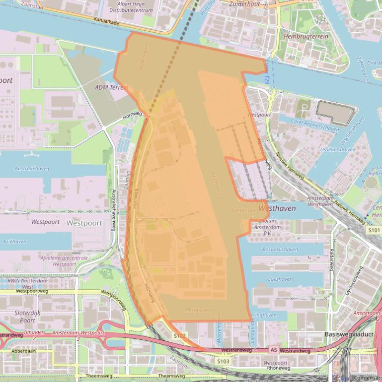 Kaart van postcodegebied 1044.