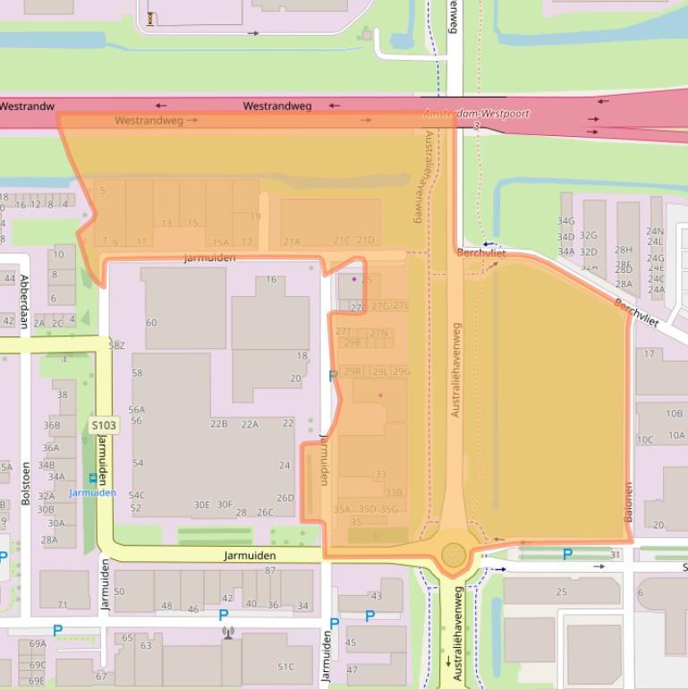 Kaart van postcodegebied 1046AC.