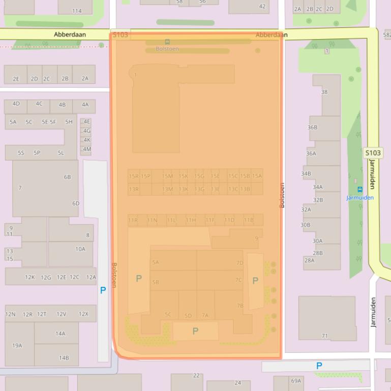 Kaart van postcodegebied 1046AS.