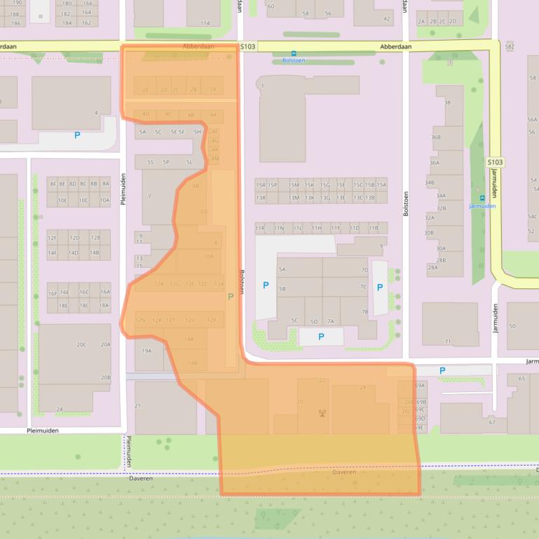 Kaart van postcodegebied 1046AT.
