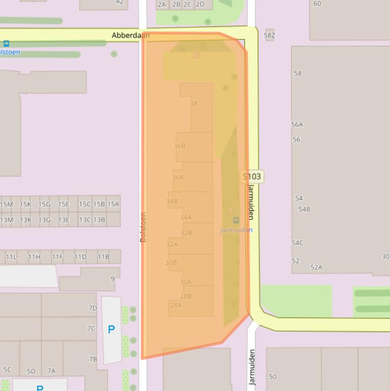 Kaart van postcodegebied 1046AV.