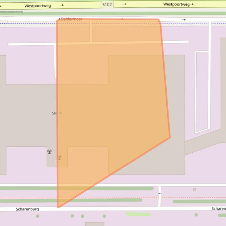 Kaart van postcodegebied 1046BZ.