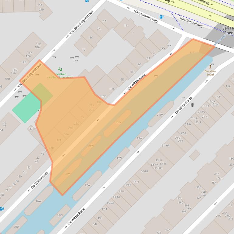 Kaart van postcodegebied 1051AB.