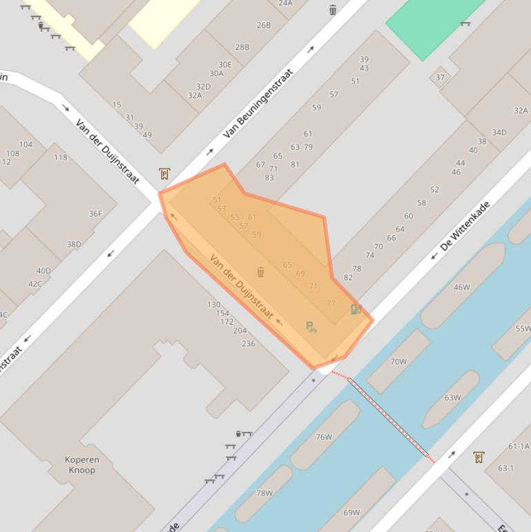 Kaart van postcodegebied 1051AT.