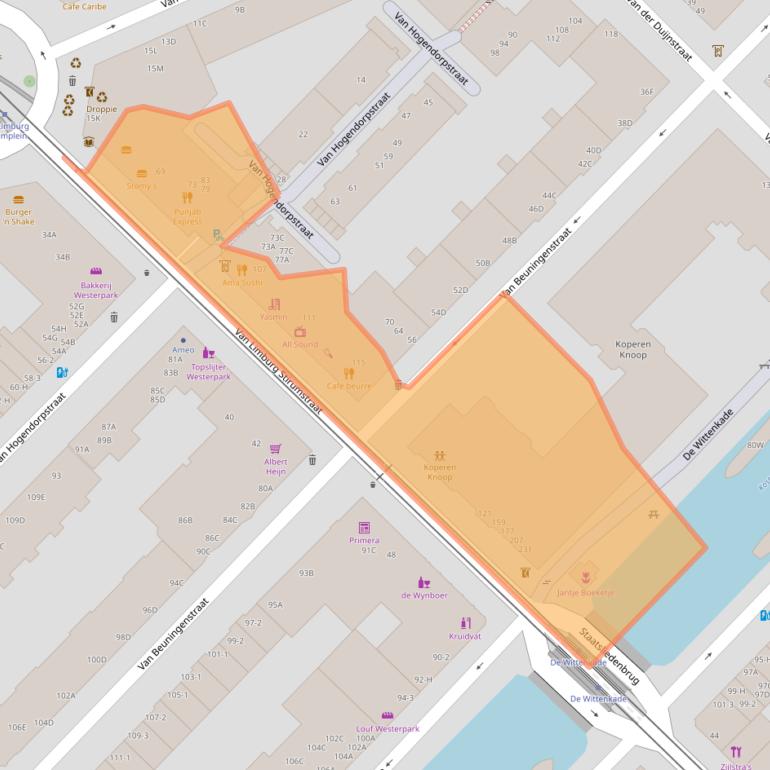 Kaart van postcodegebied 1051BA.