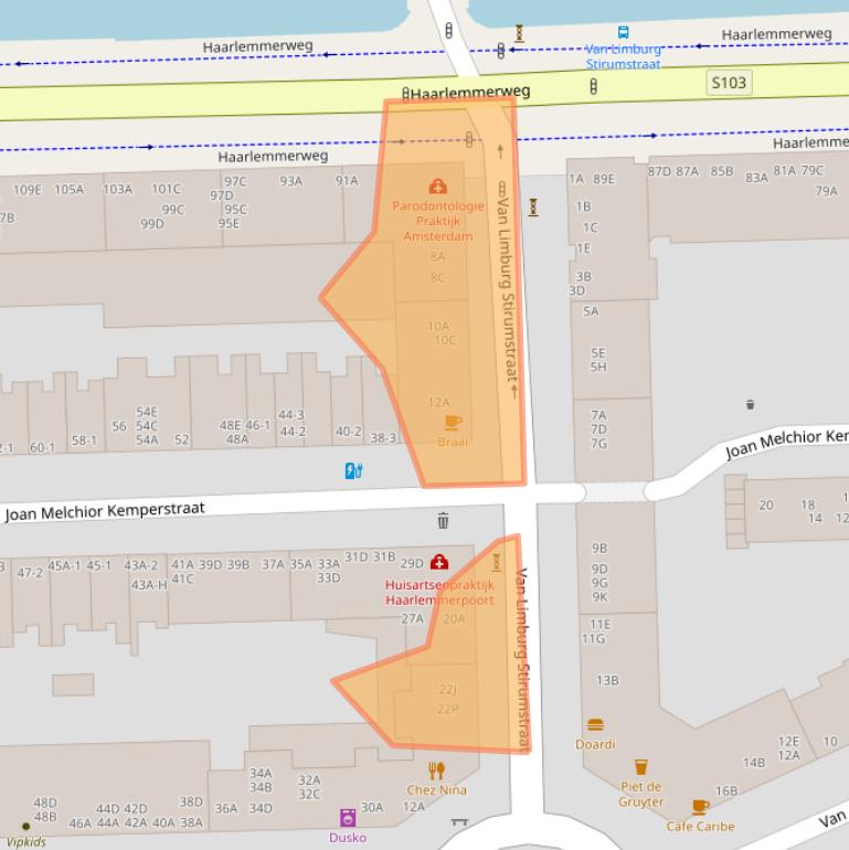 Kaart van postcodegebied 1051BB.