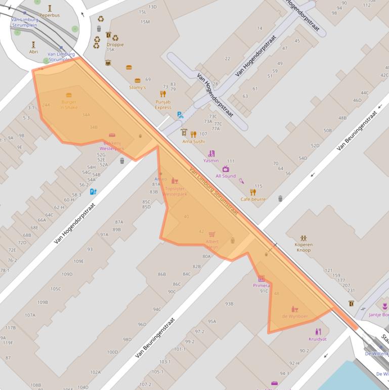 Kaart van postcodegebied 1051BC.