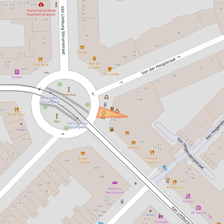 Kaart van postcodegebied 1051BD.