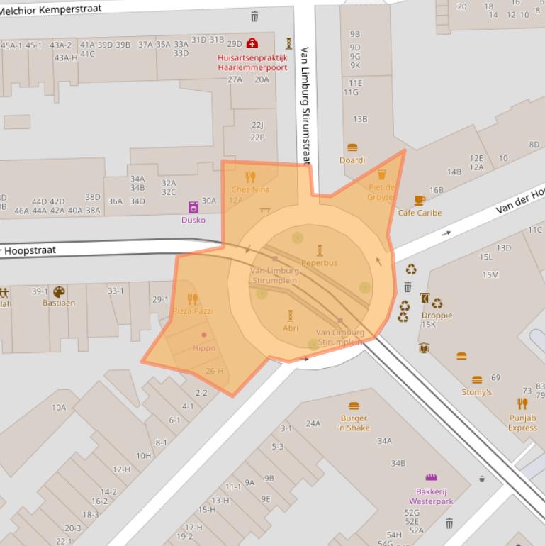 Kaart van postcodegebied 1051BE.