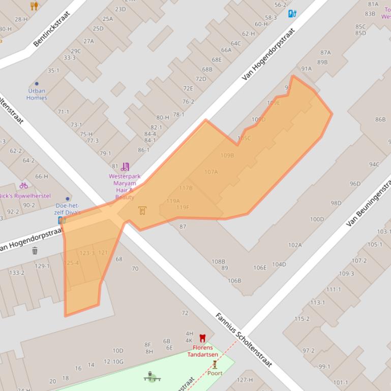 Kaart van postcodegebied 1051BL.