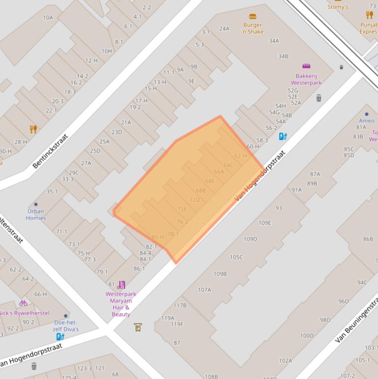 Kaart van postcodegebied 1051BS.