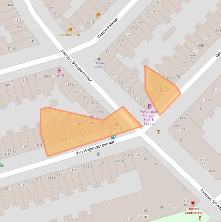 Kaart van postcodegebied 1051BT.