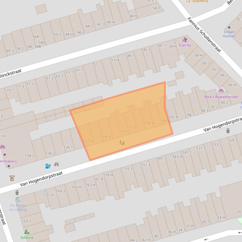 Kaart van postcodegebied 1051BV.