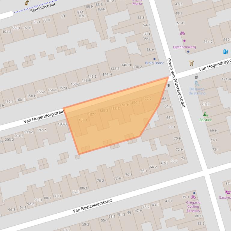 Kaart van postcodegebied 1051BZ.