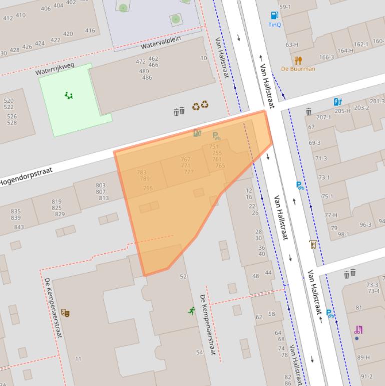 Kaart van postcodegebied 1051CB.