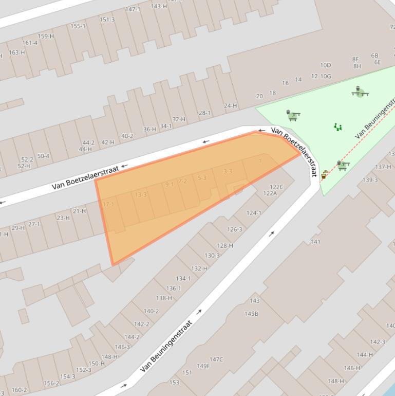 Kaart van postcodegebied 1051CS.