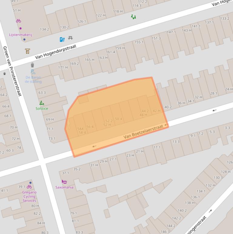 Kaart van postcodegebied 1051CX.