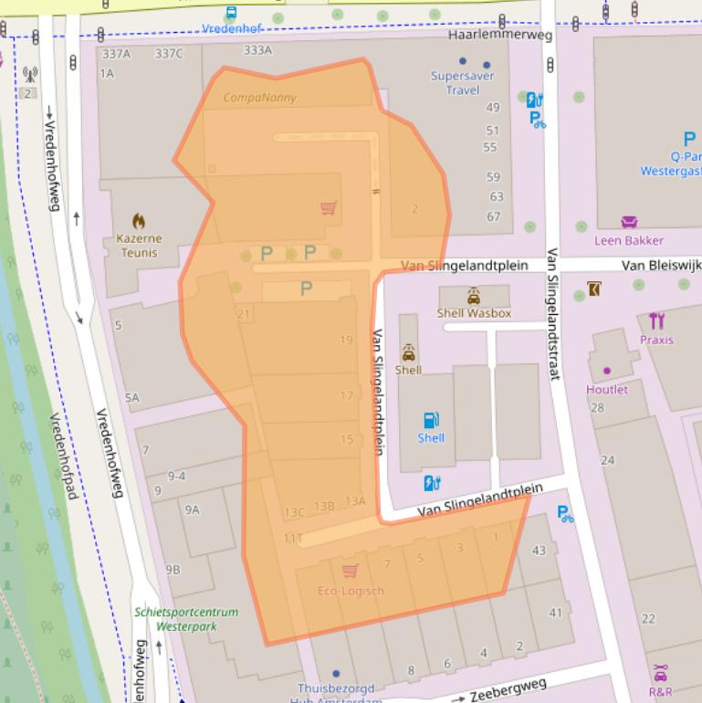 Kaart van postcodegebied 1051DD.