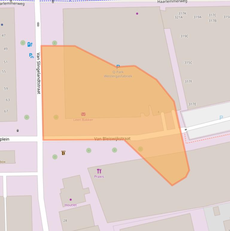 Kaart van postcodegebied 1051DG.