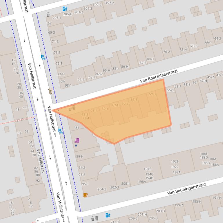 Kaart van postcodegebied 1051EA.