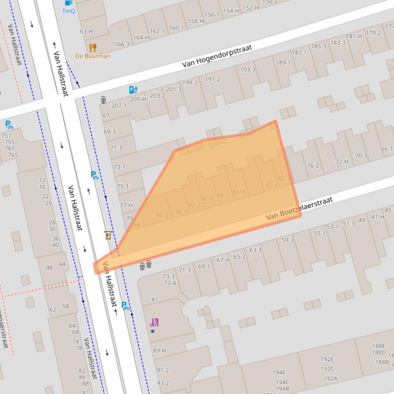 Kaart van postcodegebied 1051EC.