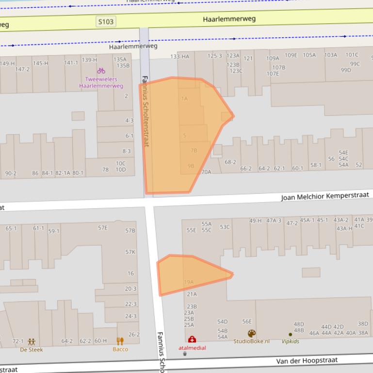 Kaart van postcodegebied 1051ES.
