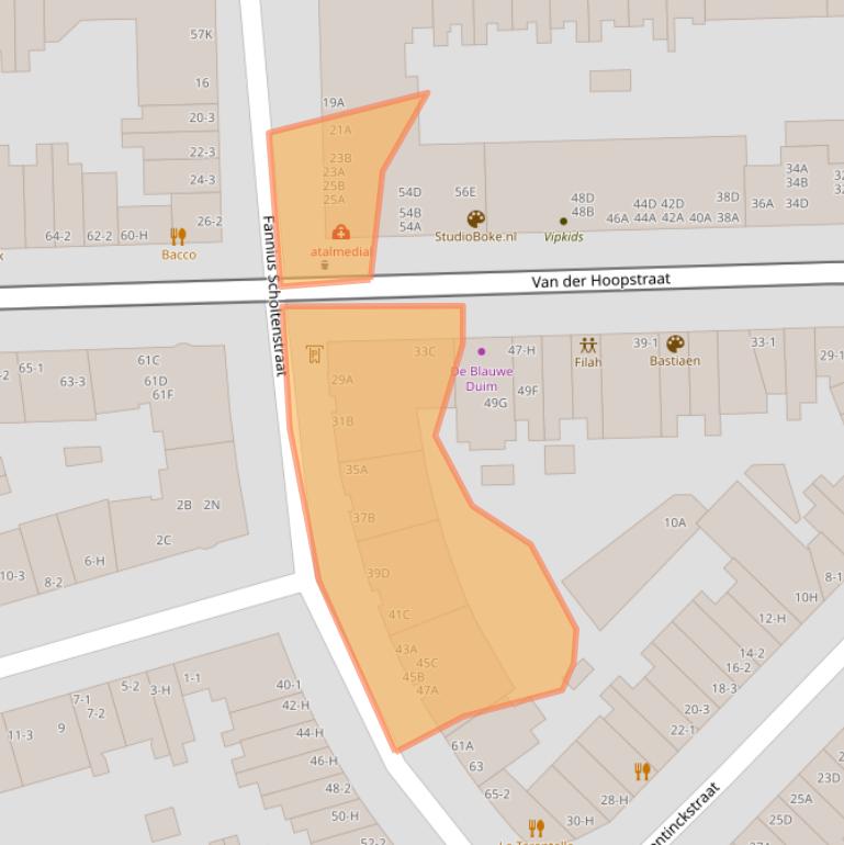 Kaart van postcodegebied 1051ET.