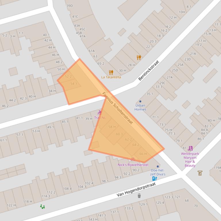 Kaart van postcodegebied 1051GA.