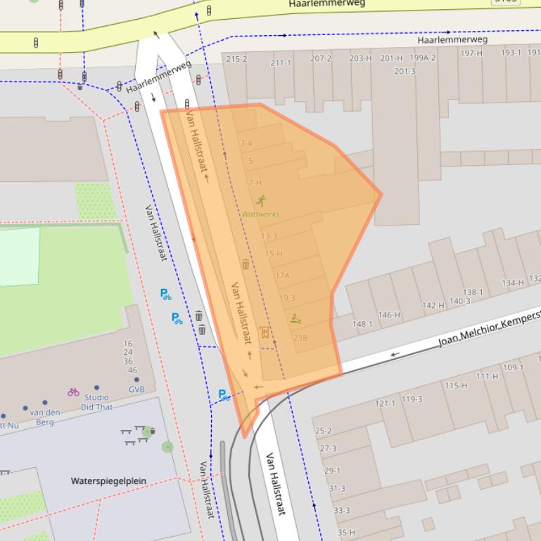 Kaart van postcodegebied 1051GW.